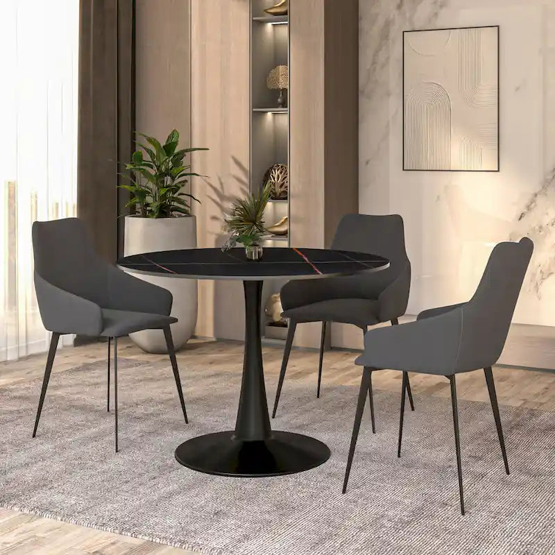 LeisureMod Round Dining Table 40 Sintered Stone Tabletop