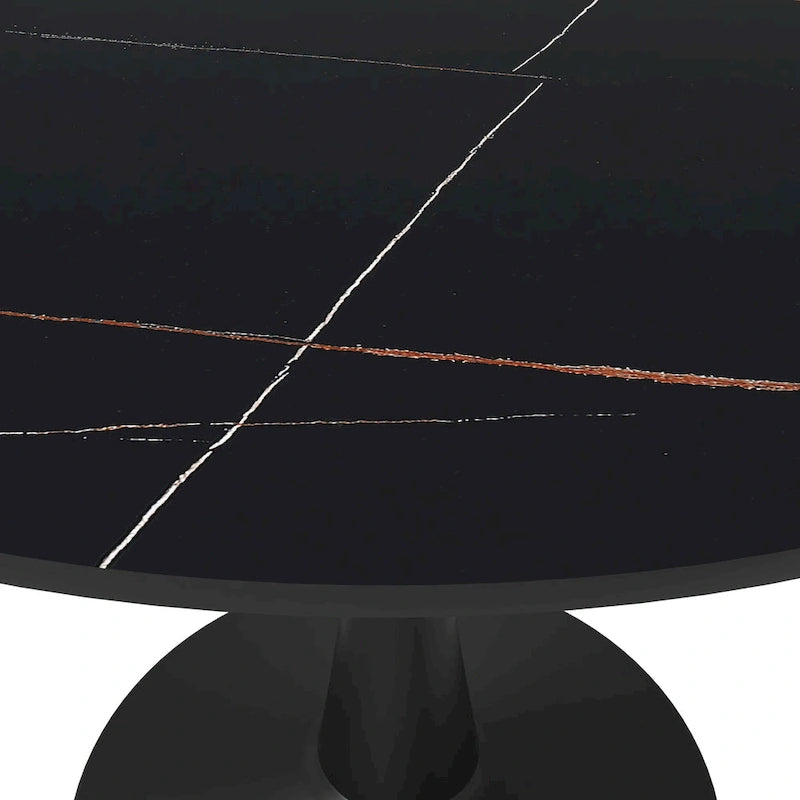 LeisureMod Round Dining Table 40 Sintered Stone Tabletop