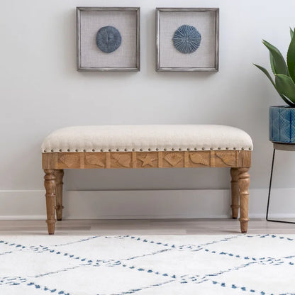 Barlow Upholstered Wood Seashell Entryway Bench