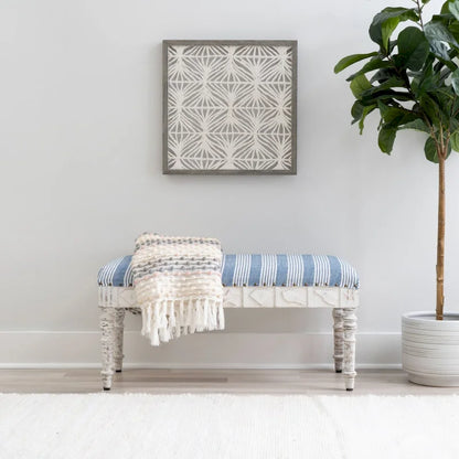 Barlow Upholstered Wood Seashell Entryway Bench