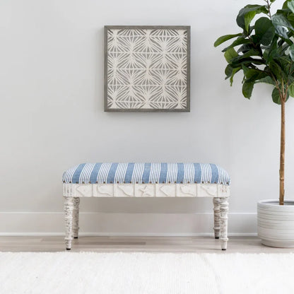 Barlow Upholstered Wood Seashell Entryway Bench