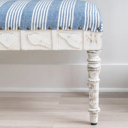 Barlow Upholstered Wood Seashell Entryway Bench