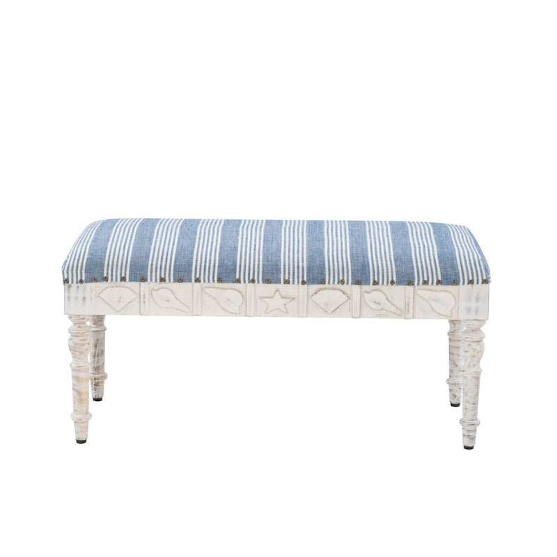 Barlow Upholstered Wood Seashell Entryway Bench