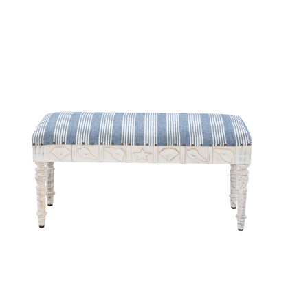 Barlow Upholstered Wood Seashell Entryway Bench
