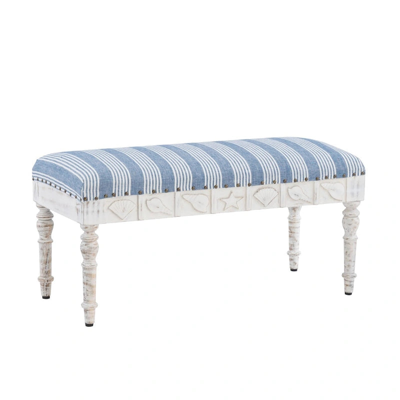 Barlow Upholstered Wood Seashell Entryway Bench