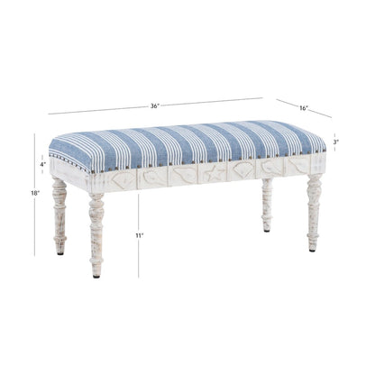Barlow Upholstered Wood Seashell Entryway Bench
