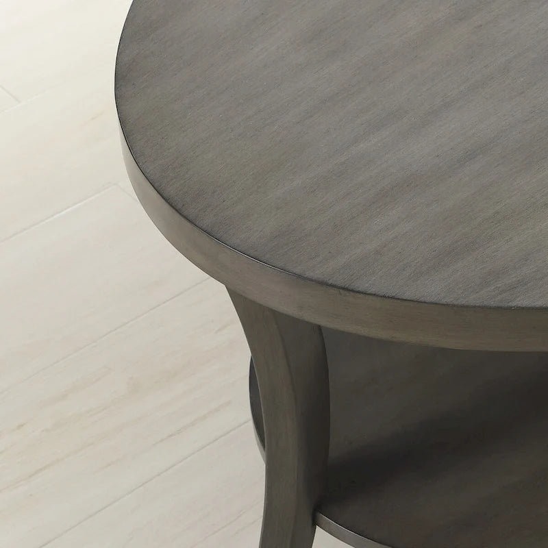 Contemporary Wood Oval End Table with Shelf