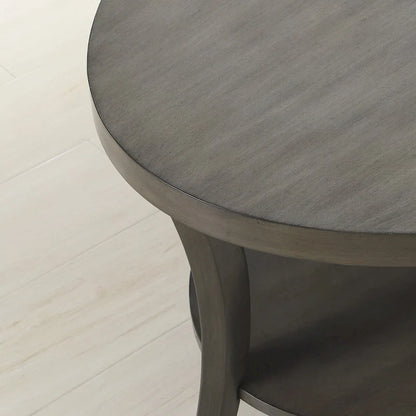 Contemporary Wood Oval End Table with Shelf