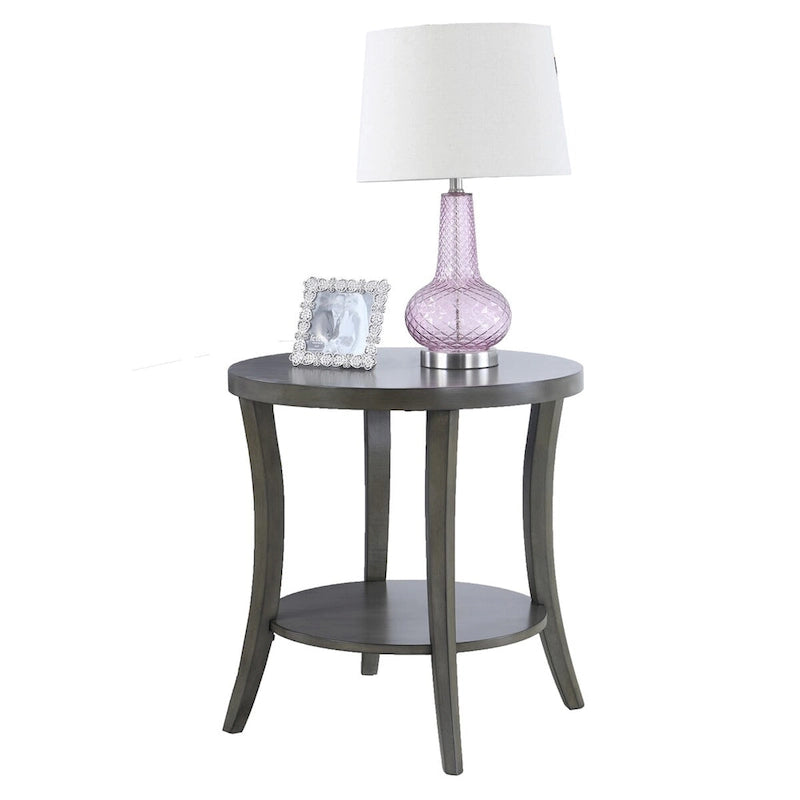 Contemporary Wood Oval End Table with Shelf