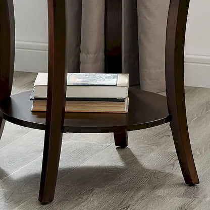Contemporary Wood Oval End Table with Shelf