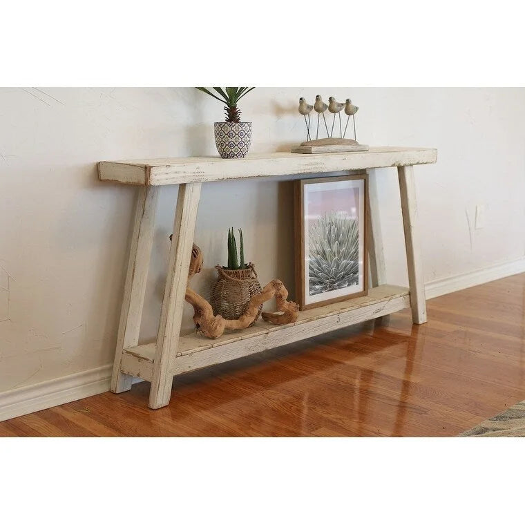 60 Solid White A-Frame Console Table