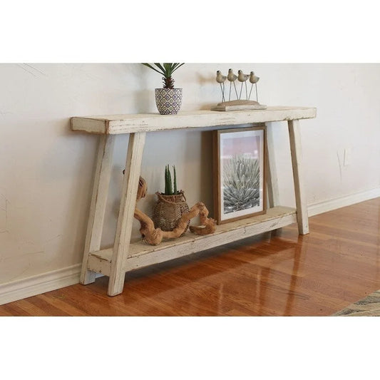 60 Solid White A-Frame Console Table