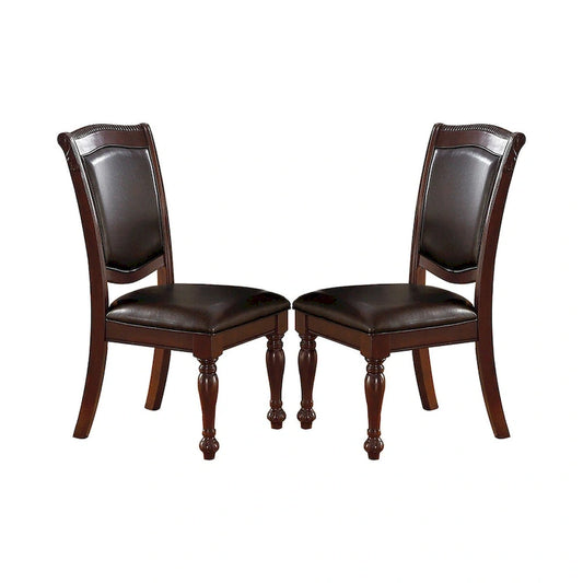 PU Upholstered Dining Chair, Dark Brown(Set of 2)
