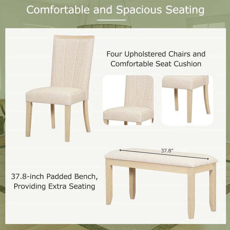 Contemporary 6-Piece 78inch Extendable Pedestal Dining Table Set