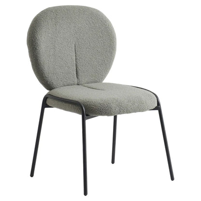 Celestial Boucle Dining Side Chair in Black Iron Frame