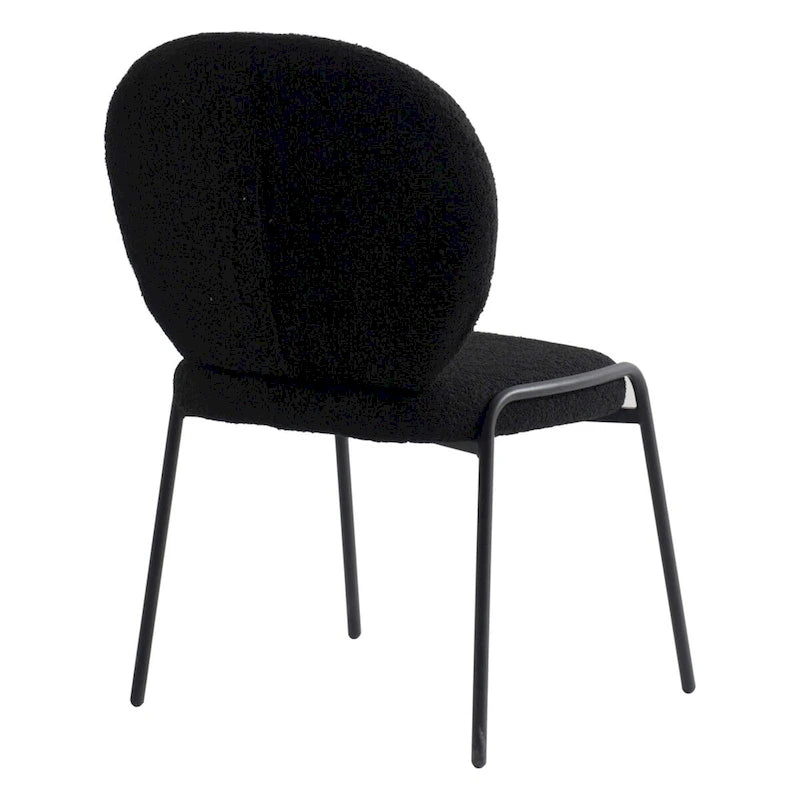 Celestial Boucle Dining Side Chair in Black Iron Frame