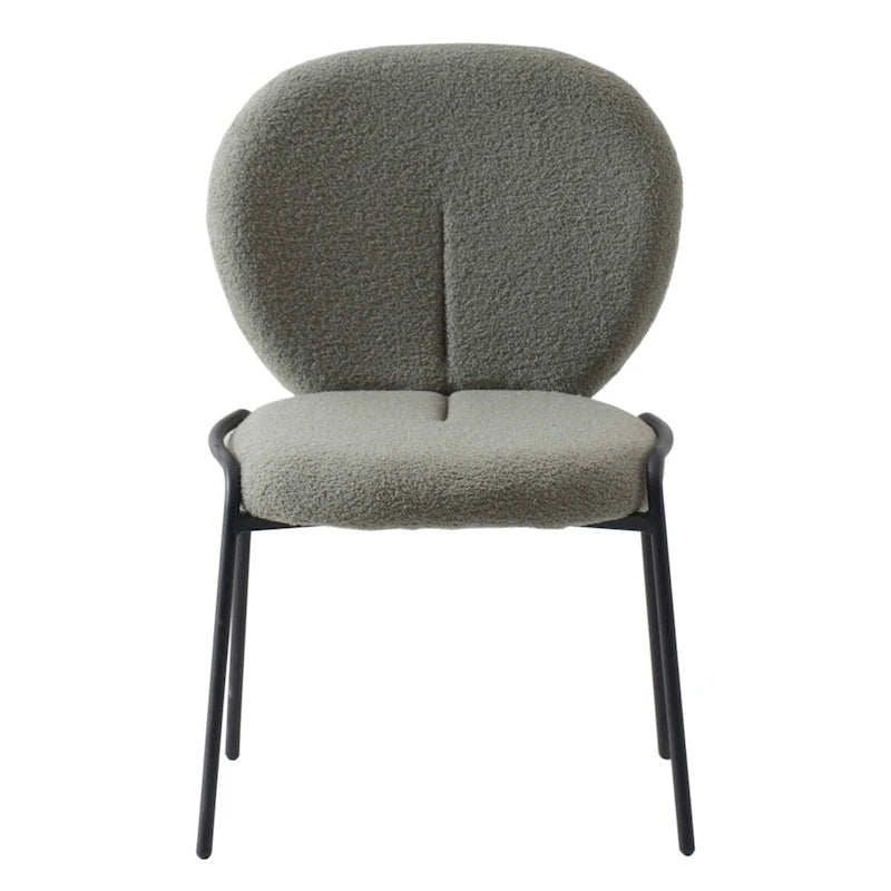 Celestial Boucle Dining Side Chair in Black Iron Frame