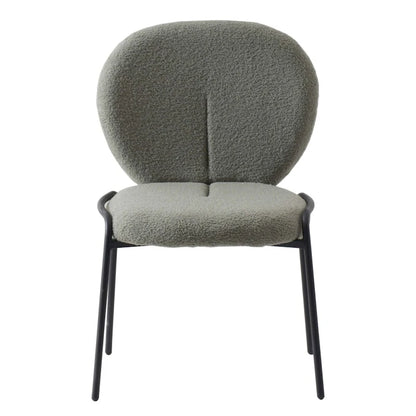 Celestial Boucle Dining Side Chair in Black Iron Frame