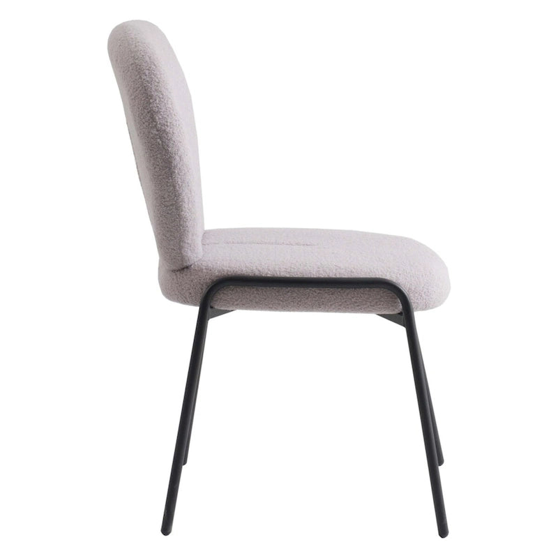 Celestial Boucle Dining Side Chair in Black Iron Frame