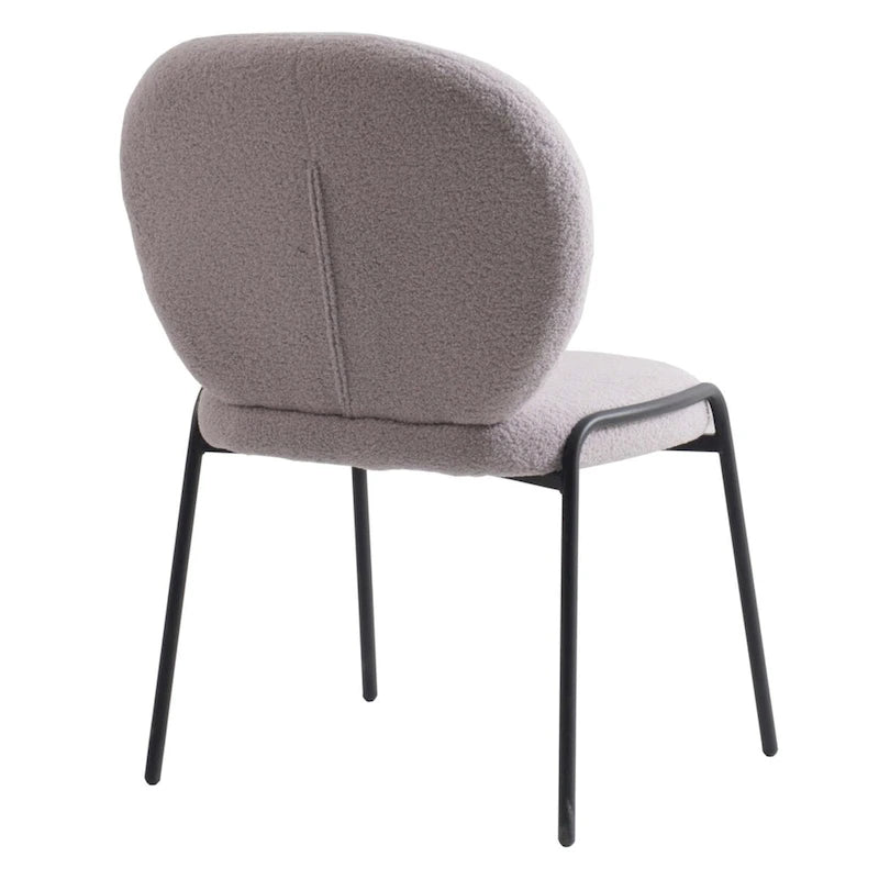 Celestial Boucle Dining Side Chair in Black Iron Frame