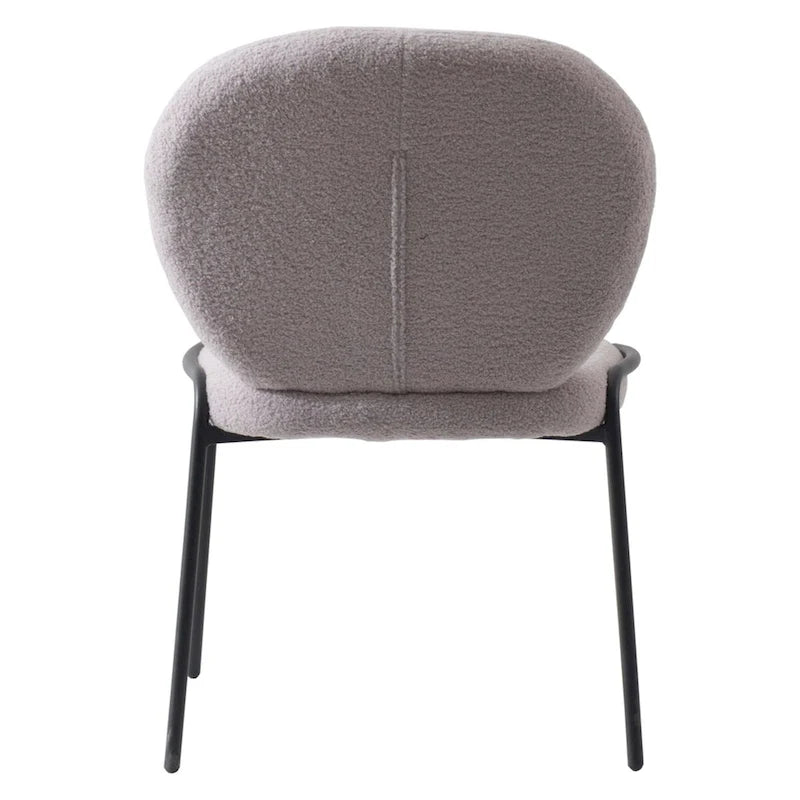 Celestial Boucle Dining Side Chair in Black Iron Frame