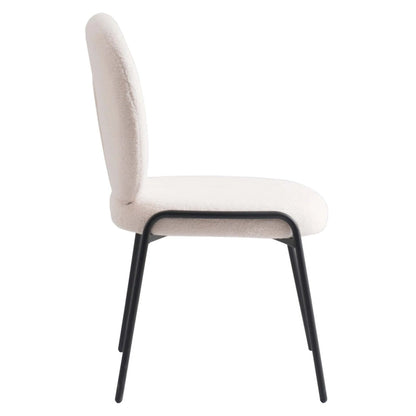 Celestial Boucle Dining Side Chair in Black Iron Frame