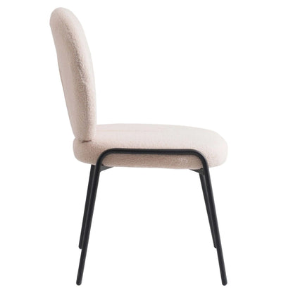 Celestial Boucle Dining Side Chair in Black Iron Frame