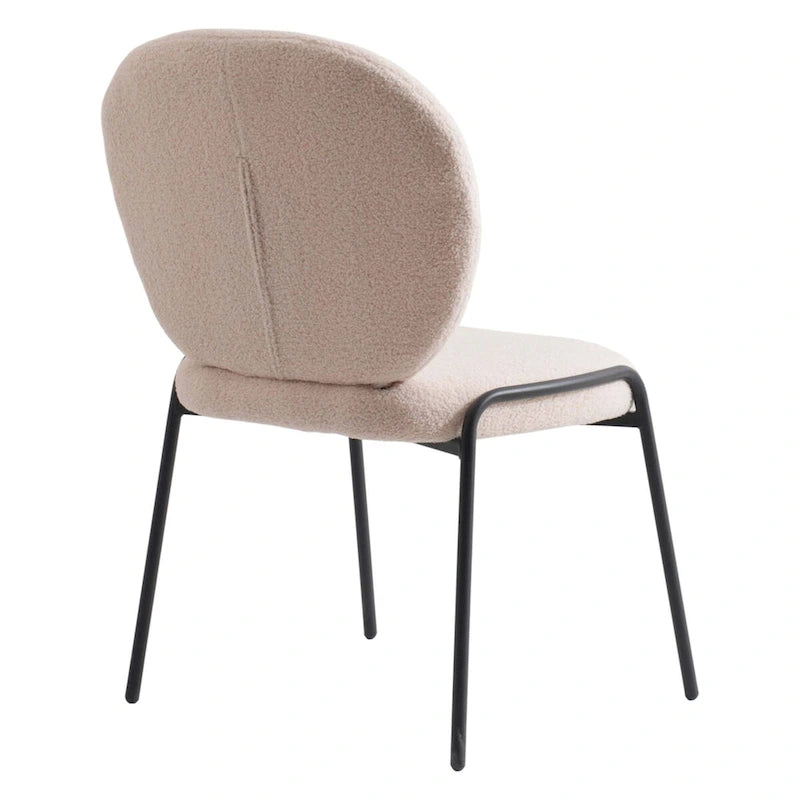 Celestial Boucle Dining Side Chair in Black Iron Frame