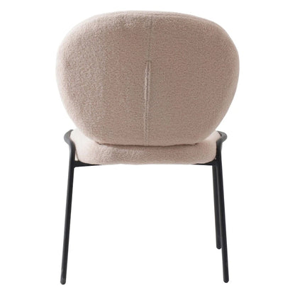 Celestial Boucle Dining Side Chair in Black Iron Frame