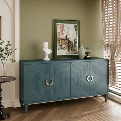 Unique Stylish 4-Door Storage Cabinet with Pine Legs Sideboard Buffets