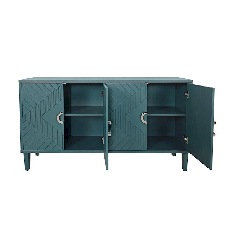 Unique Stylish 4-Door Storage Cabinet with Pine Legs Sideboard Buffets