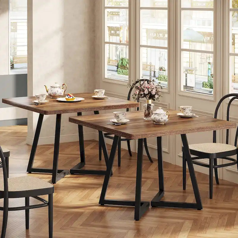 Square Dining Table for 4, 31.5 Industrial Dinner Table for Small Space