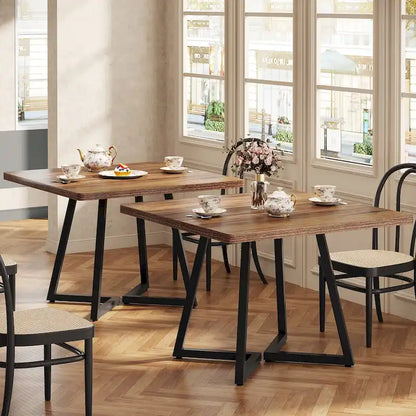 Square Dining Table for 4, 31.5 Industrial Dinner Table for Small Space