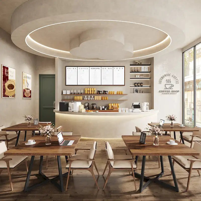 Square Dining Table for 4, 31.5 Industrial Dinner Table for Small Space