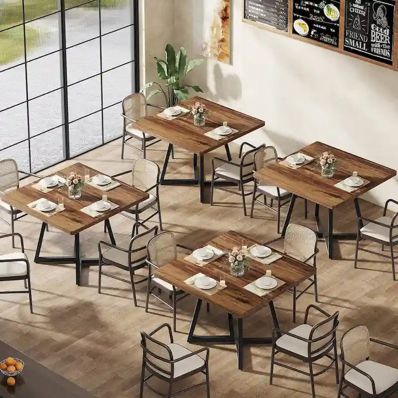 Square Dining Table for 4, 31.5 Industrial Dinner Table for Small Space