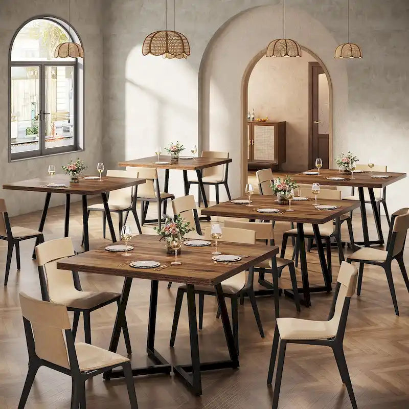 Square Dining Table for 4, 31.5 Industrial Dinner Table for Small Space