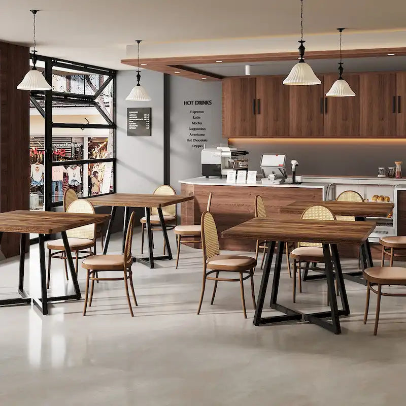 Square Dining Table for 4, 31.5 Industrial Dinner Table for Small Space