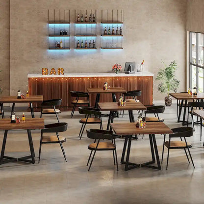 Square Dining Table for 4, 31.5 Industrial Dinner Table for Small Space