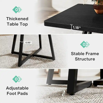 Square Dining Table for 4, 31.5 Industrial Dinner Table for Small Space