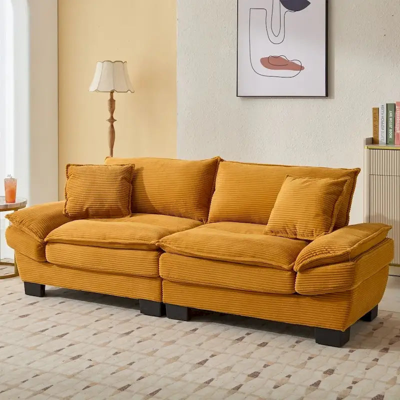 Corduroy Upholstered Deep Seat Sofa