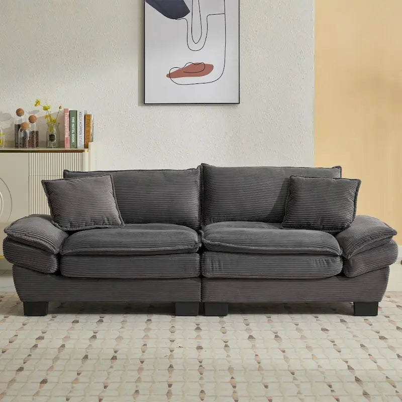 Corduroy Upholstered Deep Seat Sofa