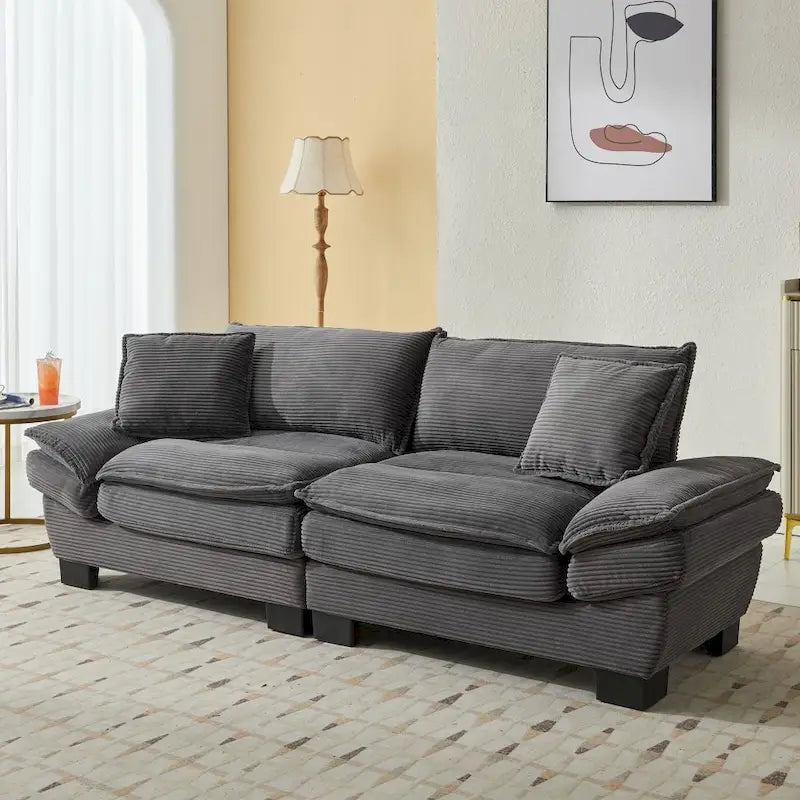 Corduroy Upholstered Deep Seat Sofa
