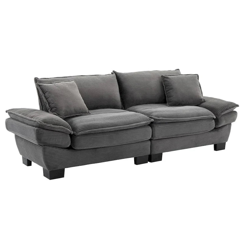 Corduroy Upholstered Deep Seat Sofa