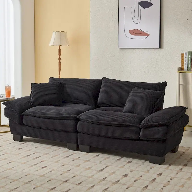 Corduroy Upholstered Deep Seat Sofa