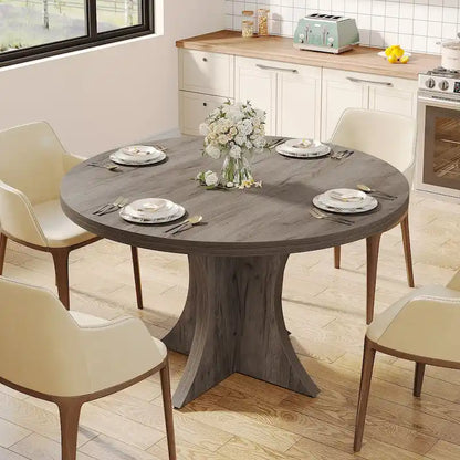 Round Dining Table for 4-6, 47.2 Black Kitchen Table