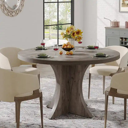 Round Dining Table for 4-6, 47.2 Black Kitchen Table