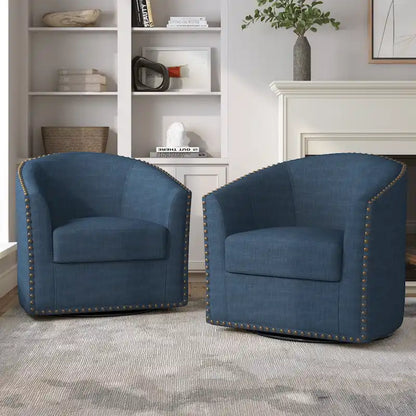 Nailhead Trim Upholstered Swivel Accent Chairs Set of 2