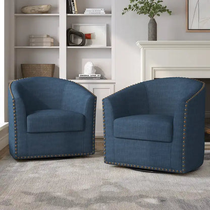 Nailhead Trim Upholstered Swivel Accent Chairs Set of 2