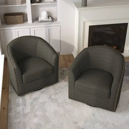 Nailhead Trim Upholstered Swivel Accent Chairs Set of 2