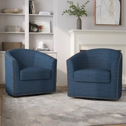 Nailhead Trim Upholstered Swivel Accent Chairs Set of 2